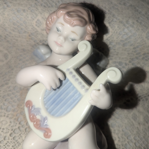 Lladro Cherub Angel Adagio with harp. 6628 - Picture 7 of 10